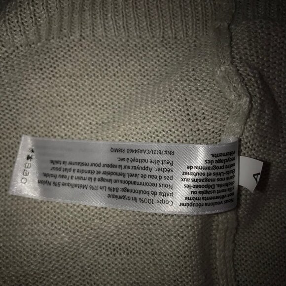 Eileen Fisher Bone Gold Trim Button Front Cardigan  Size X-Large - Picture 7 of 10